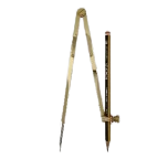 Pencil Compass - brass with stainless steel points with case