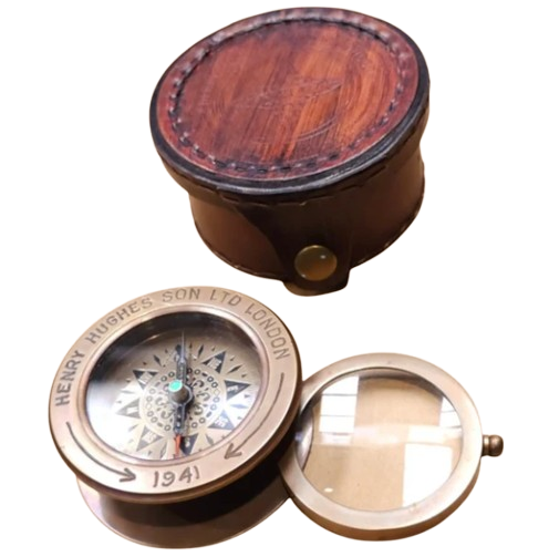 Magnifying Compass with Leather Case