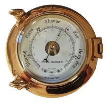 Load image into Gallery viewer, 9&quot; Porthole Opening Brass Barometer
